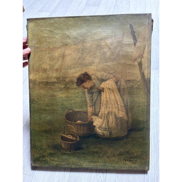 Elin Danielson-Gambogi, Laundry, 1890, Oil on Canvas For Sale - Image 4 of 4