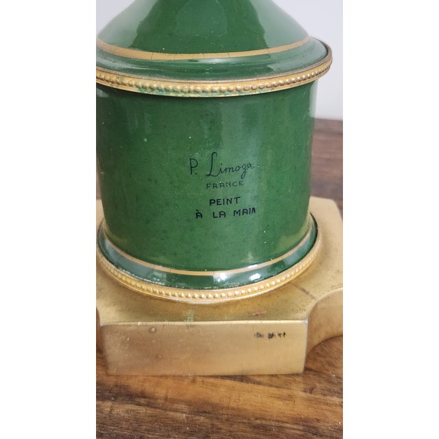 Mid-20th Century French P. Limoges Hand-Painted Porcelain & Gilt-Metal Pedestal Centerpiece Bowl For Sale - Image 17 of 18