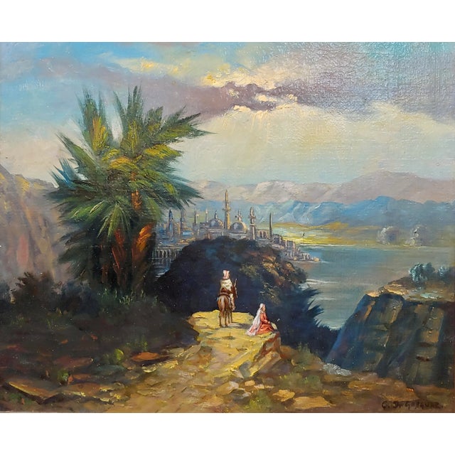 African Christian David Gebauer -19th Century Middle Eastern Landscape Oil Painting For Sale - Image 3 of 9