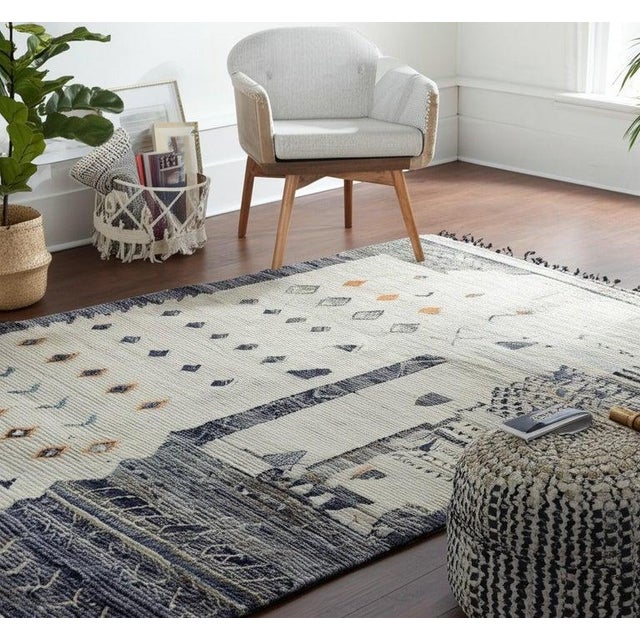 6x9 Gray Hand-Knotted Wool Diamond Field Tribal Modern Carpet Rug For Sale - Image 10 of 10