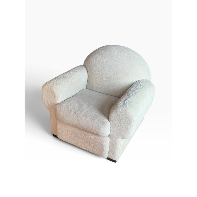 2000 - 2009 Art Deco Shearling Club Chair and Ottoman, 1980s For Sale - Image 5 of 10