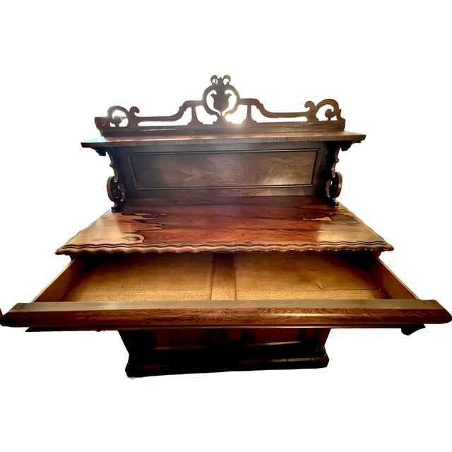 Large Victorian Mahogany & Rosewood Server Sideboard Chiffonier Buffet Turn of the Century For Sale In Los Angeles - Image 6 of 10