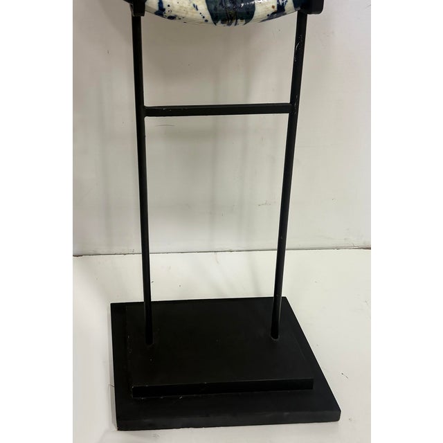 Monumental Decorative Studio Pottery Charger on Iron Stand by Josef Zala, 1987 For Sale - Image 9 of 11