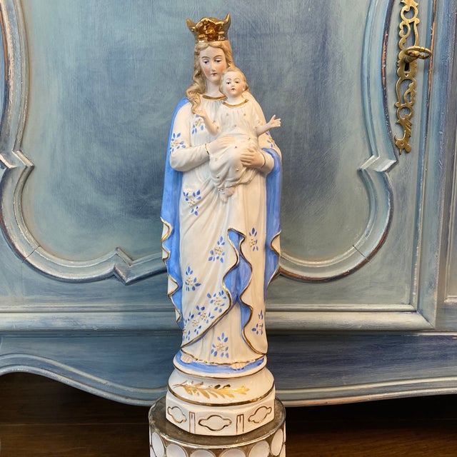 Bisque Porcelain French Madonna Figurine 19th Century For Sale - Image 10 of 10