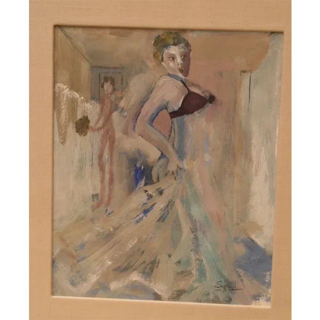 1930s Vintage Signed Leo Engels Belgian Art Deco Gouache and Watercolor Painting Museum Custom Framed For Sale - Image 5 of 5