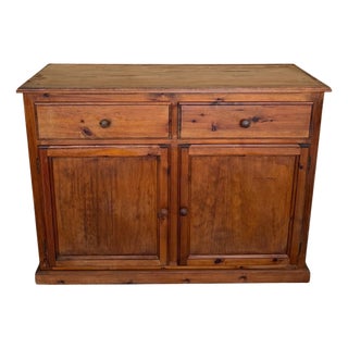 1850s Spanish Baroque Solid Pine Mobila Tuscan Two Drawers Credenza or Buffet For Sale