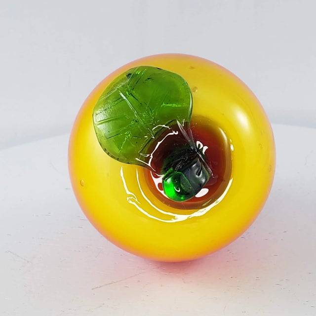 Art Glass Peach Apricot Fruit Fake Faux Home Decor Paperweight It is about 3.5" tall when standing. Great condition. No...