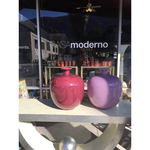 Ceramic Jaru Vintage Large Berry Color Ceramic Vase For Sale - Image 7 of 8