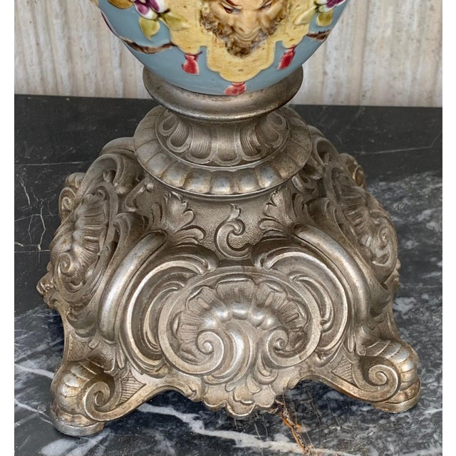 19th Century French Hand Painted Faience Ewer Vase For Sale - Image 14 of 18