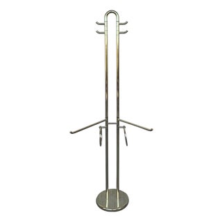 Mid-Century Modern Italian Brass Coat Stand with Round Base, Italy, 1970s For Sale