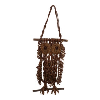 1970s Macrame Owl Wall Hanging For Sale