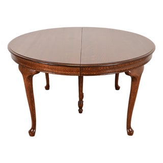 Antique Victorian Carved Oak Extension Dining Table, Newly Refinished For Sale