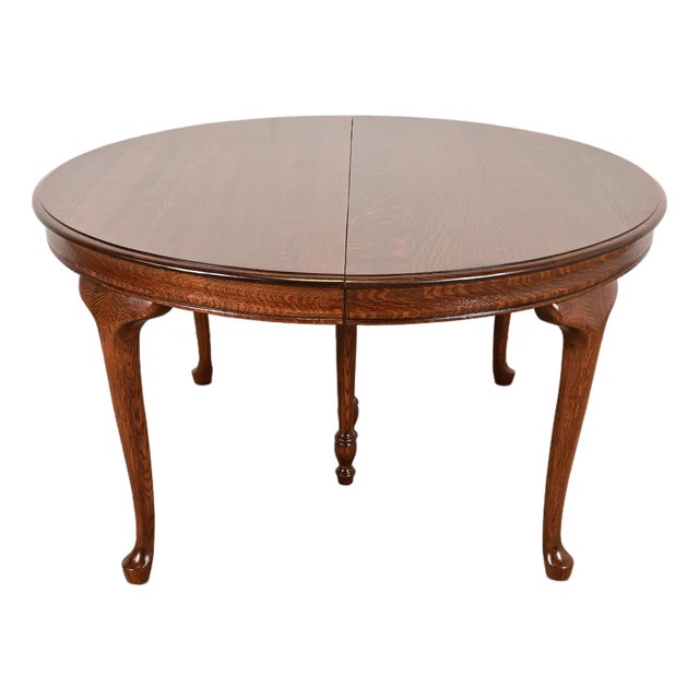 Antique Victorian Carved Oak Extension Dining Table, Newly Refinished For Sale