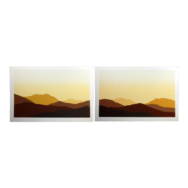 1980s "Wind Ridge" Southwestern Landscape Diptych Serigraph Prints by Jim Boutwell - a Pair For Sale