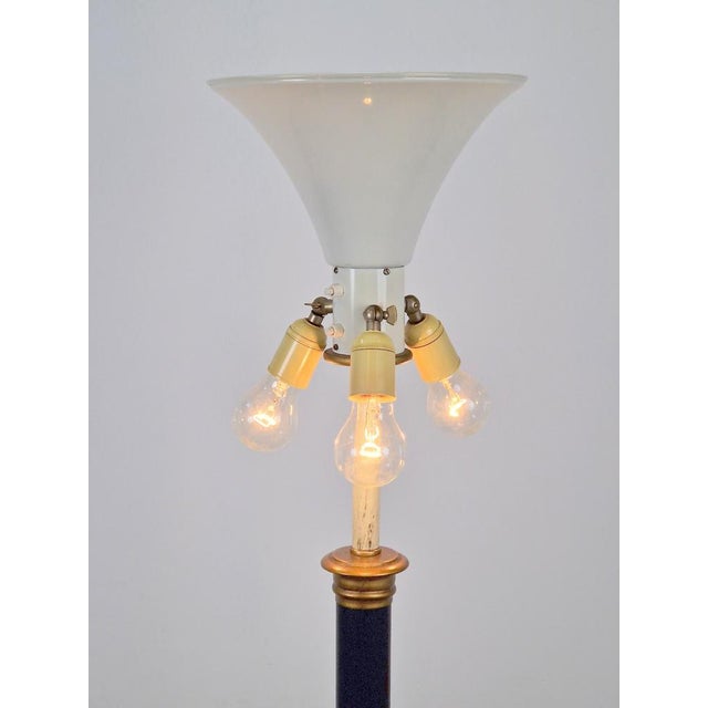 Vintage Neoclassic Green Leather Floor Lamp, 1930s For Sale - Image 4 of 18