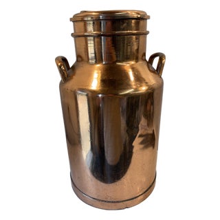 Vintage French Copper Clad Milk Can Umbrella Stand For Sale