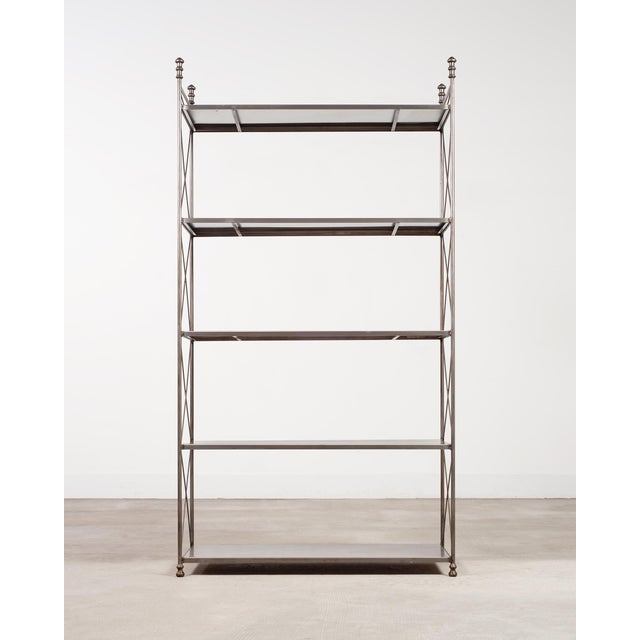 Mid 20th Century French Neoclassical Style Five Tier Steel Étagère Shelves For Sale - Image 5 of 17