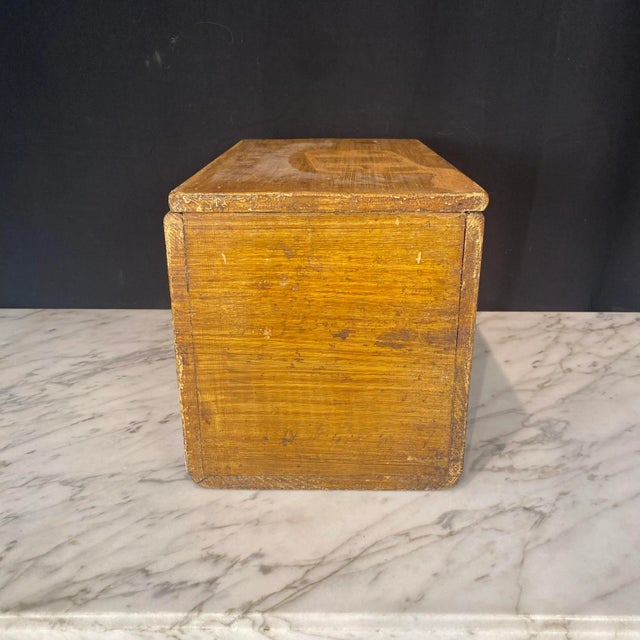 19th Century Antique French Box Faux Painted Vermicelle Gros Large Decorative Box Large For Sale - Image 5 of 9