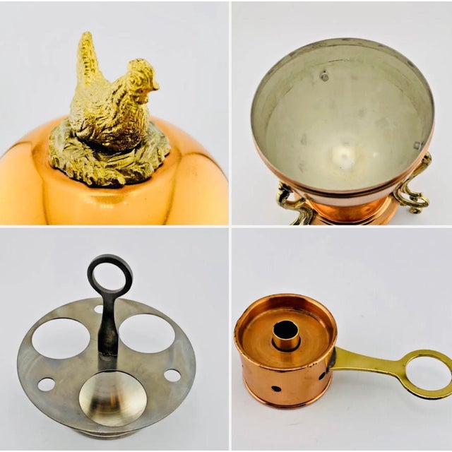 Vintage Tagus Portugal Copper Egg Coddler Complete With Chicken Finial For Sale - Image 12 of 18