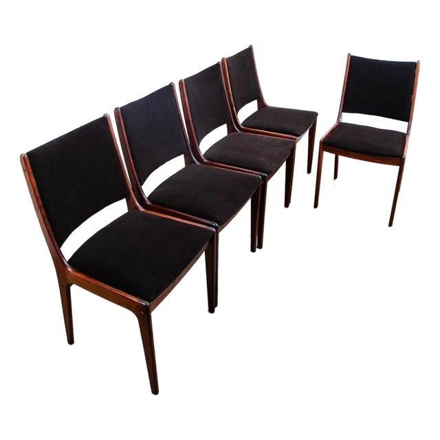1960s Mid Century Danish Modern Dining Chairs Johannes Andersen Set 5 Rosewood Brown For Sale