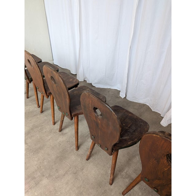 Vintage Brutalist Wooden Dining Chairs, 1970s, Set of 6 For Sale - Image 11 of 18