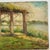 Early 20th Century Early 20th Century Joyous Original O/B Post Impressionist Painting of Scenic River Scene With Vine Covered Pergola For Sale - Image 5 of 10
