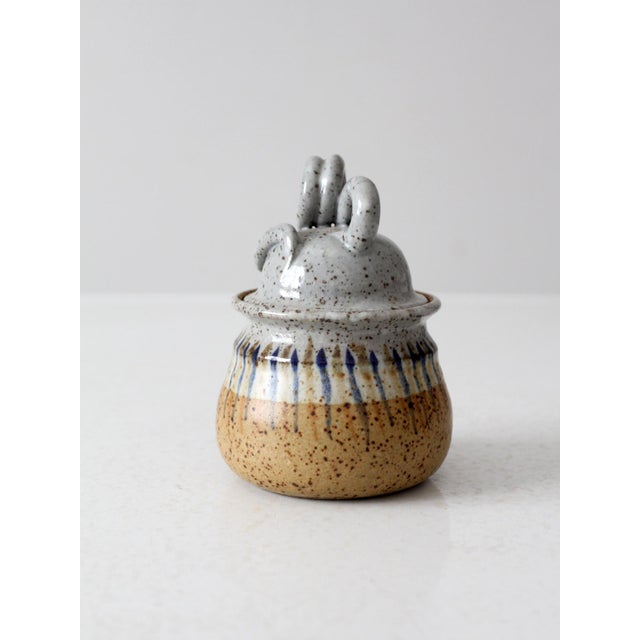 Brown Vintage Studio Pottery Jar For Sale - Image 8 of 11