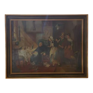 Framed Oil Painting on Canvas "Belgian Daily Life" by Jan Op De Beeck 21st Century