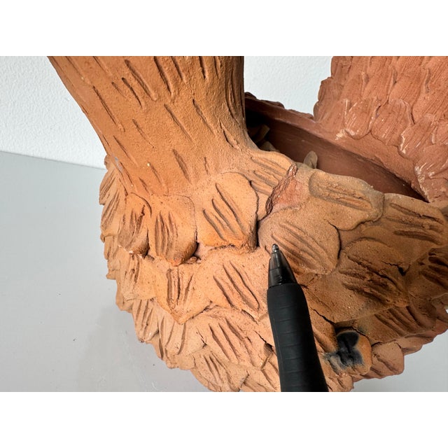 Vintage Hand-Crafted Clay Folk Art Chicken Planter Sculpture For Sale - Image 12 of 12