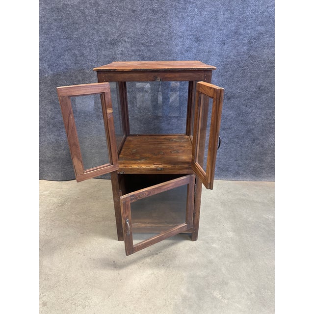 1990s 1990s Rustic Wood & Glass Display Cabinet For Sale - Image 5 of 6