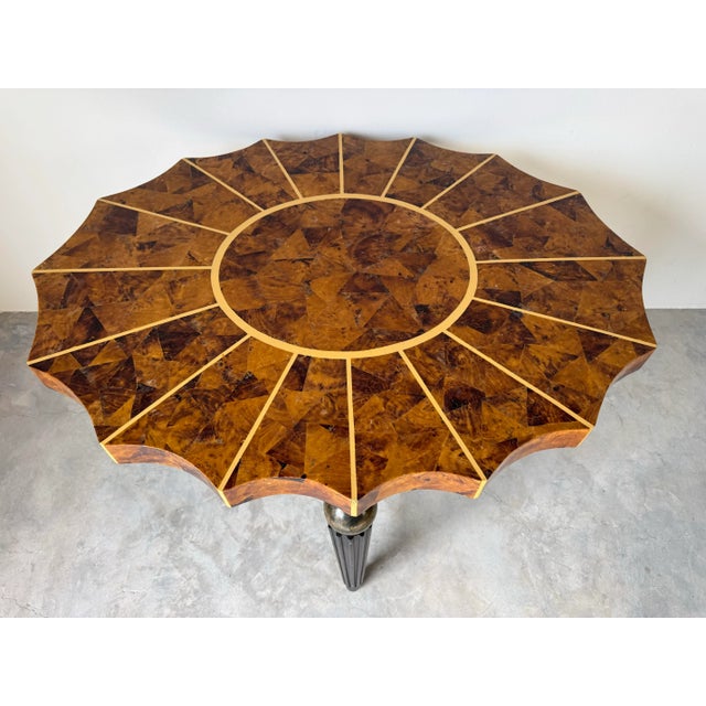 1980’s Vintage Maitland Smith - Style Coastal Tessellated Coconut Shell Top Sculptural DiningAAA Table For Sale - Image 9 of 12