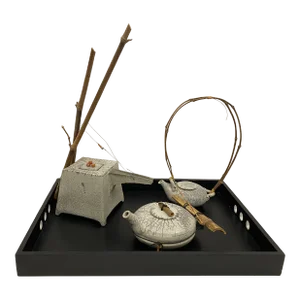 Raku Ceramic Set With Tray