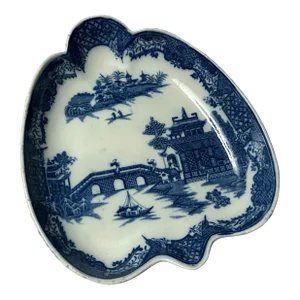 Antique Early 19th Century English Georgian Blue & White Pearlware Dessert Dish Long Bridge Pattern Circa 1805