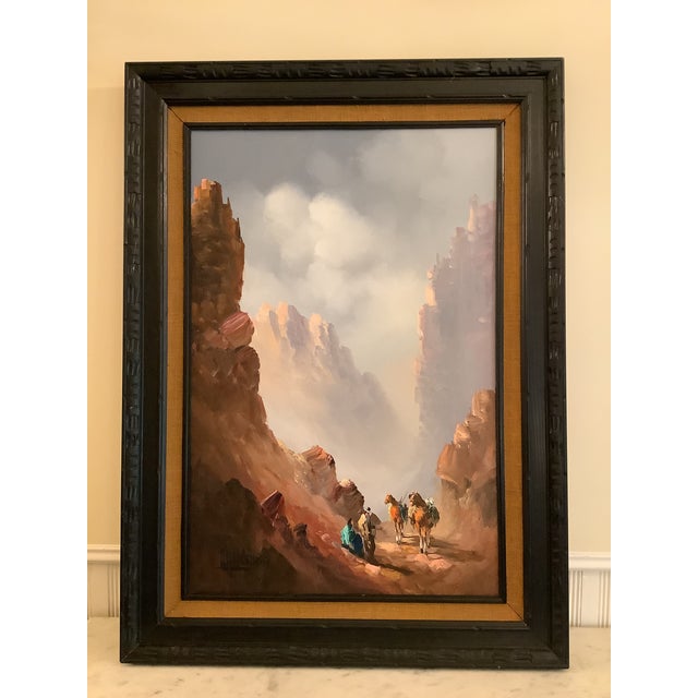 Traditional Stunning Manuel Munoz Merida Original Western Oil Painting, C1960s For Sale - Image 3 of 7