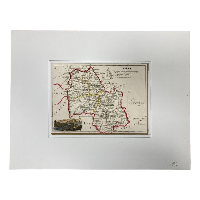 Map of the Department of Isère after Charles V. Monin, 1840s For Sale