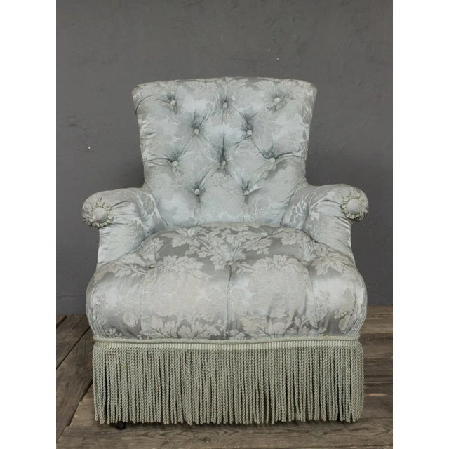 French 19th Century Tufted Armchair and Ottoman For Sale - Image 4 of 12