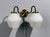 Swedish Mid-Century Modern, Double Wall Light or Sconce, Brass, Glass, Sweden, 1980s A modernist double wall light in the...