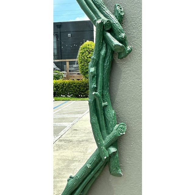 Metal Vintage Green Painted Twig Mirror For Sale - Image 7 of 12