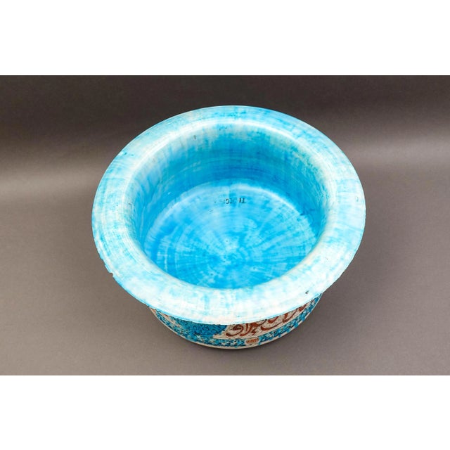 Blue Theodore Deck (1823-1891) Mamluk Style Inscribed Large Ceramic Pottery Basin For Sale - Image 8 of 12