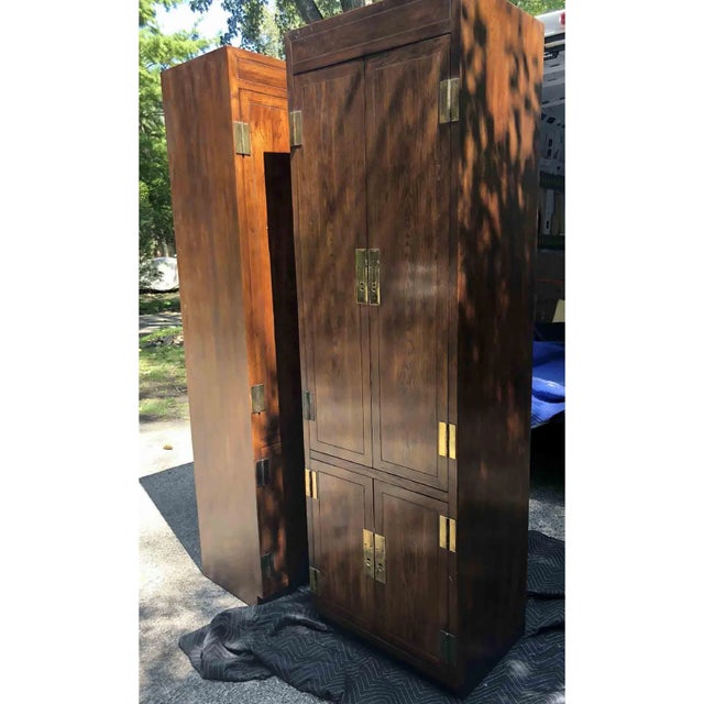 Brown 1970s Henredon Scene One Campaign Chifferobes - A Pair For Sale - Image 8 of 12