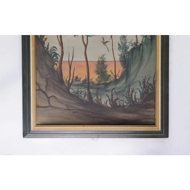 Art Deco Vintage Original Canvas With the Face of the Moon and the Sun For Sale - Image 3 of 9