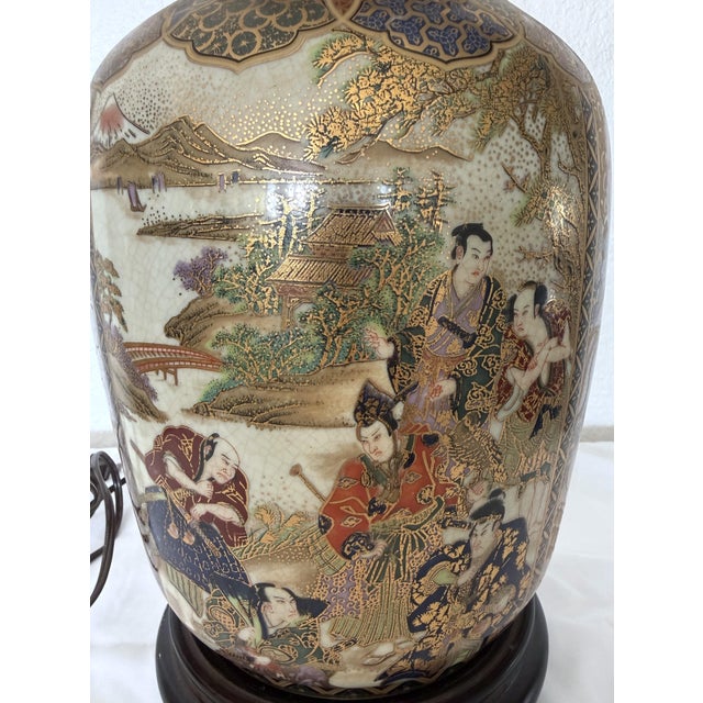 Late 20th Century Chinese Import Satsuma Style Gold Table Lamp For Sale - Image 6 of 16