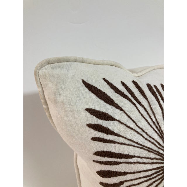 Crewel Work Hand Embroidered Brown Bird Toss Pillow-1 For Sale - Image 9 of 10