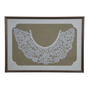 Antique Victorian Framed Ornate Reticulated Floral Lace Collar Yoke
