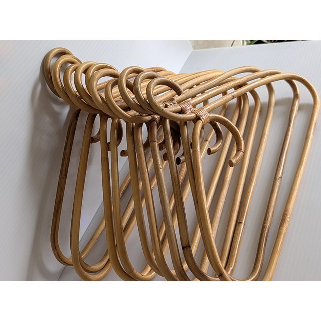 1970s Vintage Mid-Century Bamboo Rattan Clothing Hangers Set of 11 For Sale In Santa Fe - Image 6 of 7