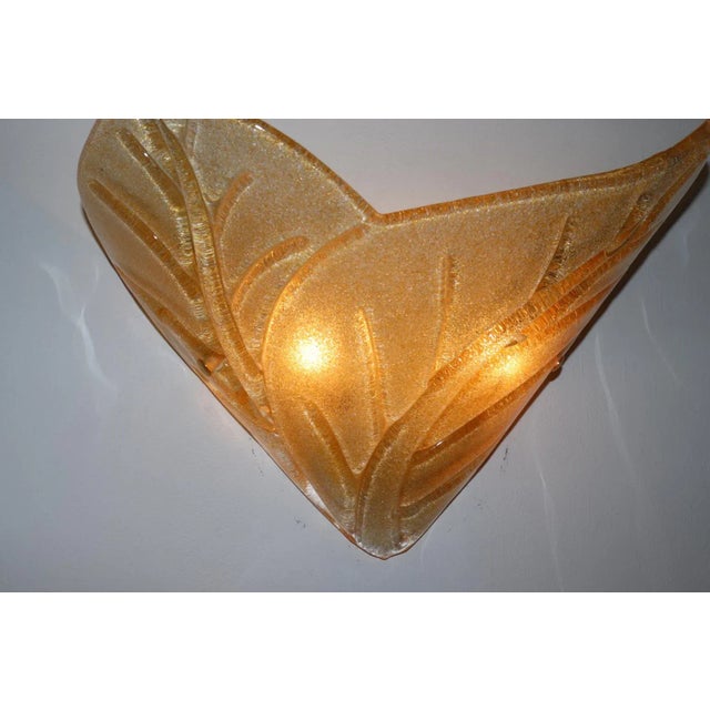 Late 20th Century Vintage Amber Murano Glass Wall Lamp For Sale - Image 5 of 12