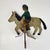 Green Antique Folk Art Sheet Metal Rider on Horse/Mule Toy/Sculpture, Hand Painted For Sale - Image 8 of 13