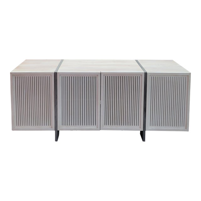Cb2 Costela 74" White Wash Acacia Wood Credenza For Sale