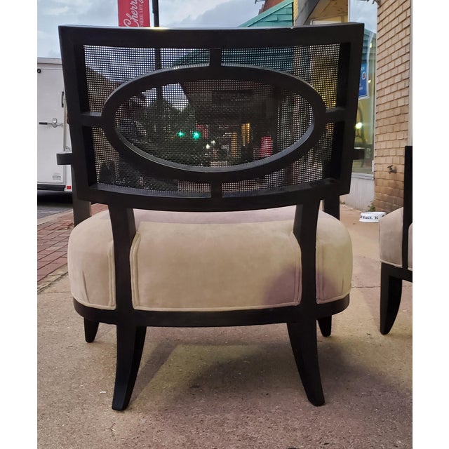 Henredon Barbara Barry Open Oval Cane Back Espresso Accent Chair Chairish