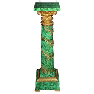 Royal Empire Marble Column with Malachite and Gilt Bronze